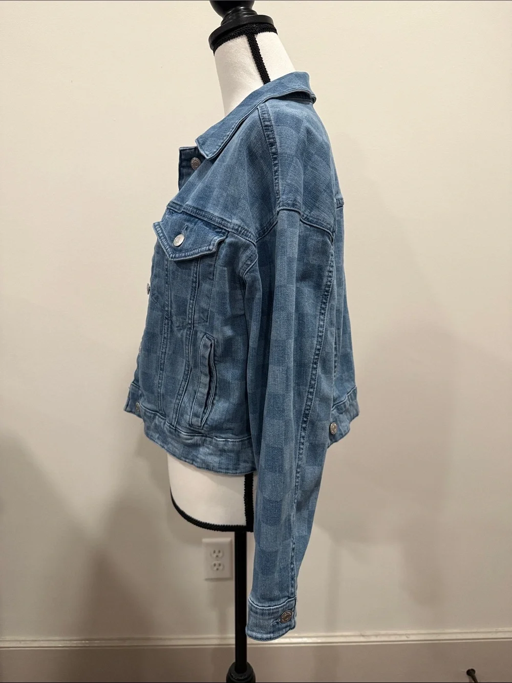 Wild Fable Light Blue Checkered Denim Jacket Size Medium
